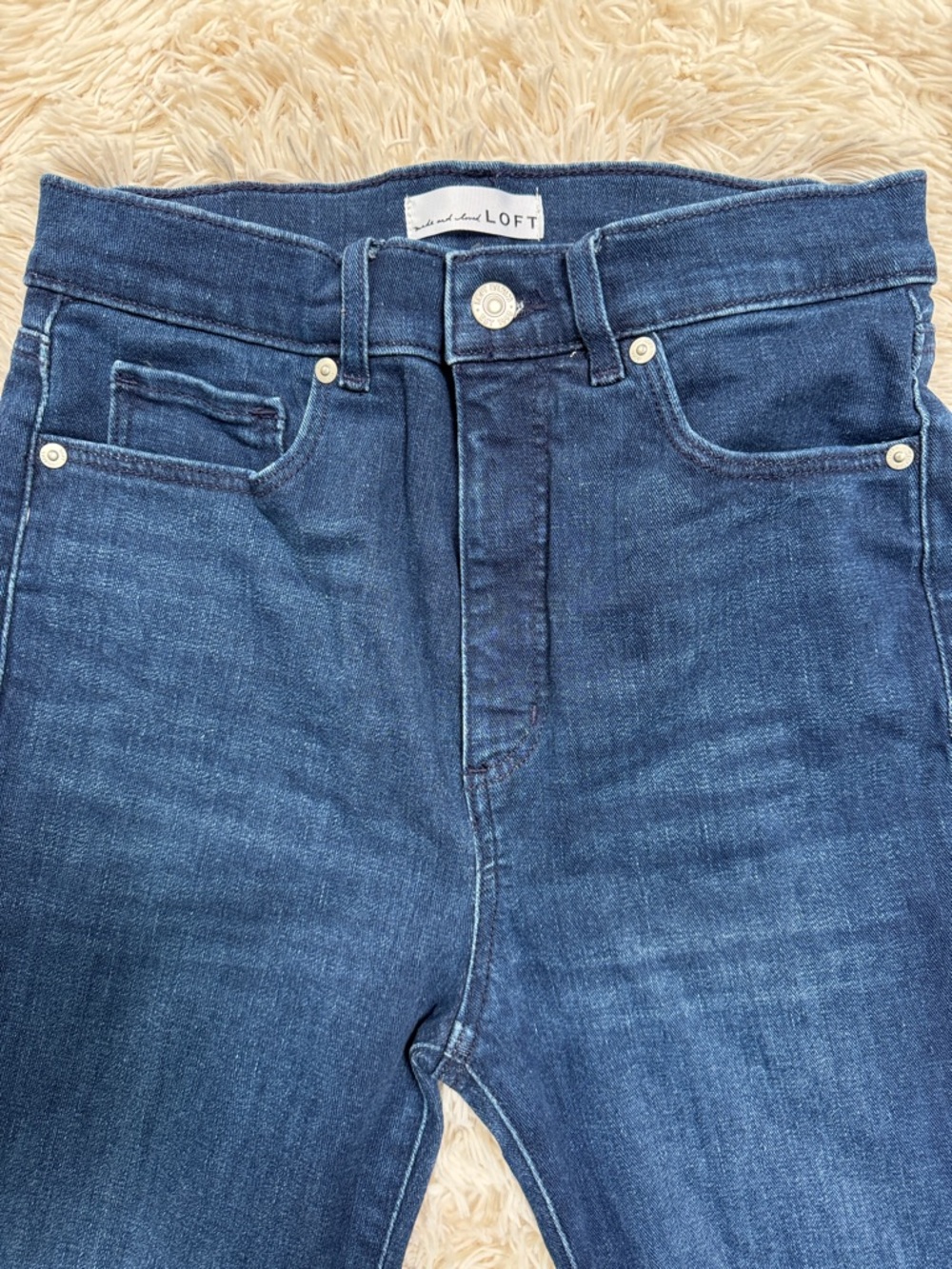 Loft Slim Flare High-Rise Jeans 💗 Indigo Blue - Picture 6 of 13